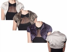 SATIN BOLERO BRAUTSTOLA KURZARM MIT KRAGEN 