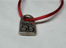 Uno De 50 Unisex Silver Tone Padlock Logo Red Luck Bracelet