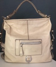 Hobo Schultertasche BELMONDO Echtleder sand/creme