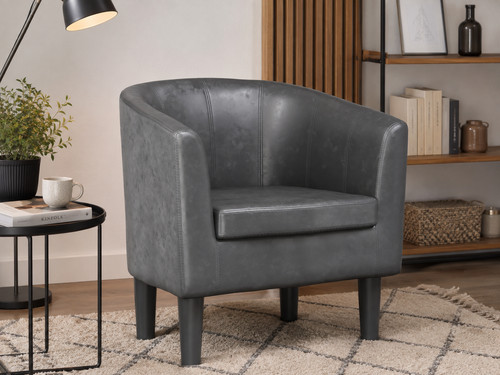 Clubsessel kunstleder grau - kunstleder,