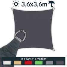 Sonnensegel quadrat 3,6x3,6m PES regendicht UV-Schutz Sonnenschutz Terrasse