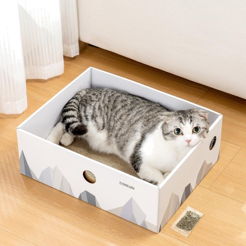Katzenkratzbrett mit box - katzenkratzbrett,