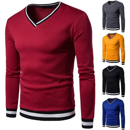 Herren farbblock ausschnitt - v,