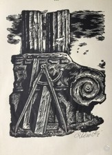 Hans Otto Orlowski Holzschnitt Mass der Antike 1944 signiert