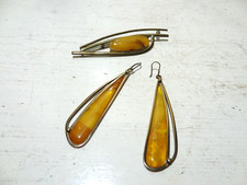 Modeschmuck,Bernstein,Ohrringe,Brosche,vintage