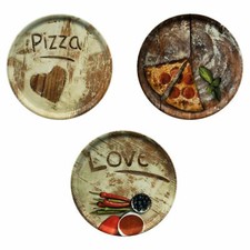 3er Set Pizzateller Oliven-