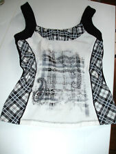 BiBA Top Shirt XS 36 natur schwarz u. Glitzersteinchen in schwarz u anthrazit