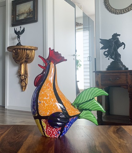Glasfigur hahn vogel skulptur - vogel,