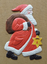 alt großer Dresdner Pappe / Weihnachtsmann Nikolaus mit Laterne / H: ca.33,5cm