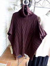 5569 KappAhl Rollkragen Poncho, Braun ONE SIZE Feinstrick