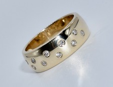 Sternenhimmel Ring 585/14K Gelbgold 7,10 g, 10 Brillanten ca. 0,3 ct., Gr. 54