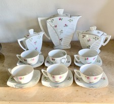 MZ Moritz Zdekauer  Art Deco Porzellan Kaffee Set  Blumenmotiv  Top Räritat
