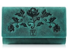 Damen Geldbörse Grün Blumen