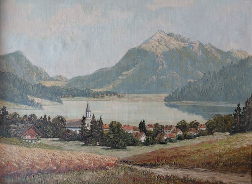 Gemälde voralpines dorf am - voralpines,
