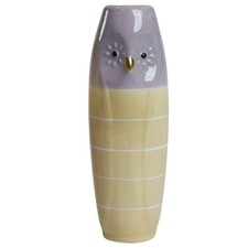 Vase Eule violett/gelb