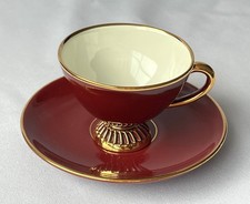 Mokkatasse Espressotasse Sammeltasse rot/Goldrand Vintage 50er/60er