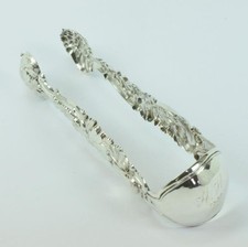 Zuckerzange Traubenzange 12 Lot 750 Silber antik 19. Jh. Zange Greifer Zucker