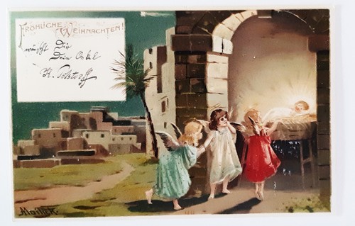 Antike weihnachtskarte 1901 - antike, |