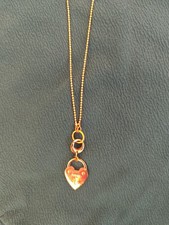 Fossil Edelstahl Kette gold Herz Schloss