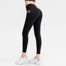 Damen Leggings mit Taschen Sporthose Sport Leggings Yogahose Push up Laufhose Gy