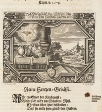 KÜSELL (*1626) nach STRAUCH (*1613), Emblem. Heiliger Geist über Gefäße, KSt.