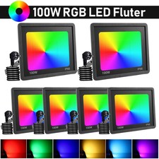 6x 100W RGB LED Fluter Strahler Scheinwerfer IP66 Dimmbar Außenbeleuchtung Lampe
