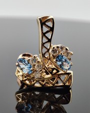 Ohrstecker Gelbgold russisches Gold 583 / 14 K, Aquamarin