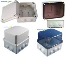 IP65 Kunststoffgehäuse leer mit Tüllen - Deckel transparent + grau plombierbar 