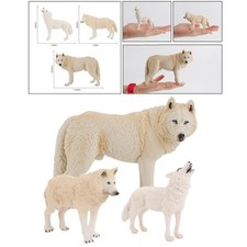 3pcs Wilde Tier Wölfe Statue Weiß Wolf Figurine Kunst Skulptur für Garten