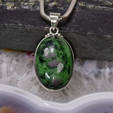 Rubin Zoisit Anhänger, 925er Silber, Edelsteinanhänger (13333), Edelsteinschmuck