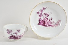 C25H15- Wallendorf Porzellan Tasse u UT Landschaftsmalerei in Purpur Ende 18.Jh