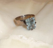 Ring Silber 925 Punze 3,7 gr. facettiert Aquamarin/ Blautopas Größe 17,5/ 55mm
