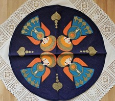 Weihnachtsdeckchen Ø 42 cm- Södahl Design Jute - Engel   - 1970er Jahre -Vintage