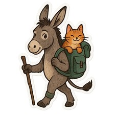 Donkey with cat 9x9 cm car