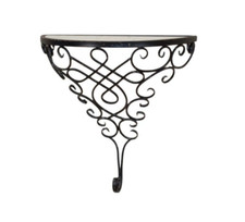 Metall Konsole antik schwarz halbrund Regal Wandregal Glas Verzierung Ablage neu
