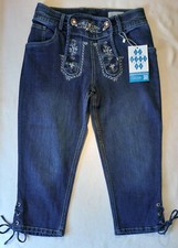 Damen Trachtenjeans, Trachten Jeanshose, 3/4 Länge, Gr. 34, Tracht, Lederhose