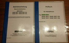 Ersatzteilliste Bedienungsanleitung Prüfbuch Lissmac Bühne MAB2801 MAB3001 