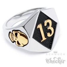 Lucky 13 Edelstahl Ring Silber
