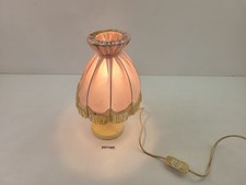 Nachttischlampe Stoff Fransen Kunststoff Beleuchtung Tulpenfuß Deko #257189