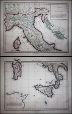 Italia Italien Italy map Karte engraving incisione Mentelle Chanlaire 1797