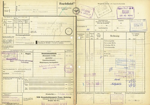 Frachtbrief ddr 1955 veb - ddr,
