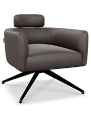 SIX Elito Mid-Century Echtleder Drehstuhl Braun Lounge Chair Club Sessel Sofa