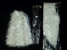 Angel Set 3Tlg ENGEL -Flügel Beinstulpen Perücke Cosplay Larp Cyber Gothic WGT