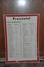 Altes Reklameschild/Preistafel