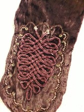Samtgürtel Gothik  Mittelalter weinrot, Perlen u. Pailletten ca. 160 x 10 cm