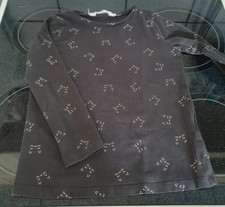 Schwarzes "Katzen" Langarmshirt - Gr.110/116 - H&M