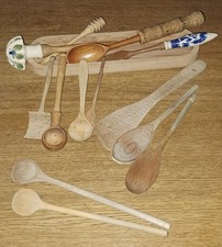 14 tlg.Holz Set Küche Deko kochen Schale Honig Rührlöffel Kochlöffel Wender