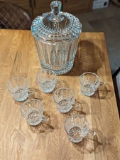 Bowle-Set, Topf + 6 Gläser, Glas , sehr guter Zustand!