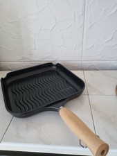 Aluguss Grillpfanne ProMont 29 x 29 cm schwarz Holzgriff Pfanne Bratpfanne