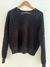 Emporio Armani Wolle Pullover Schwarz V-Ausschnitt Gr. M